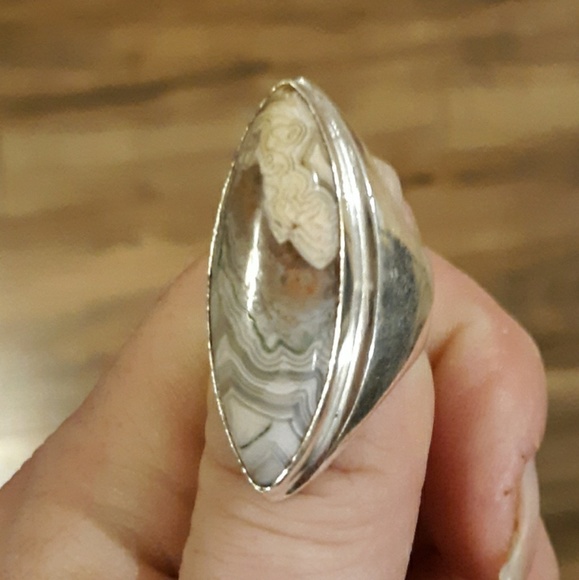 New Men's Crazy Lace Agate 925 Silver Ring. - Picture 7 of 8